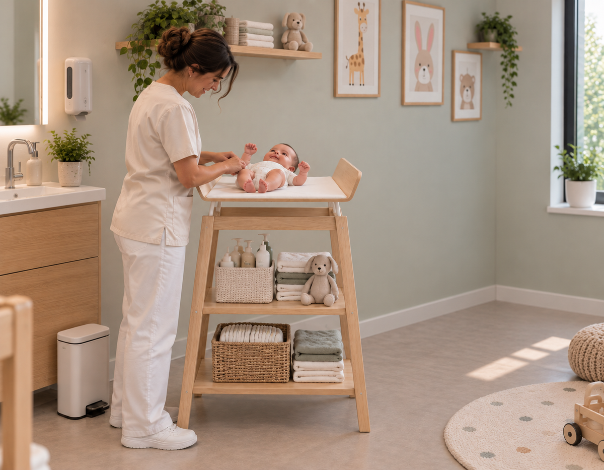 Changing table on legs with mattress