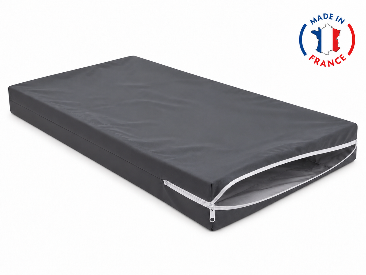 Housse de Matelas Bébé en Polyuréthane Gris – Imperméable et Déhoussable – 2 Dimensions