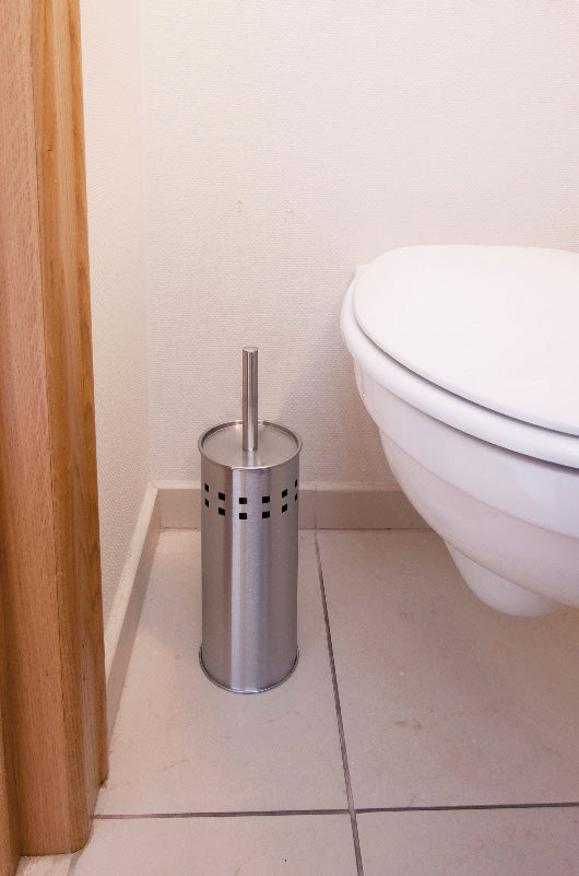 Brosse pour sanitaires en inox brossé avec tête silicone