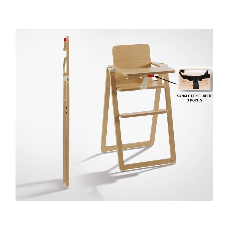 Chaise haute pliante en hêtre clair-Chaise enfant-Kodif-Kodif