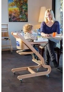 Chaise haute pour enfant à roulettes - Hêtre clair